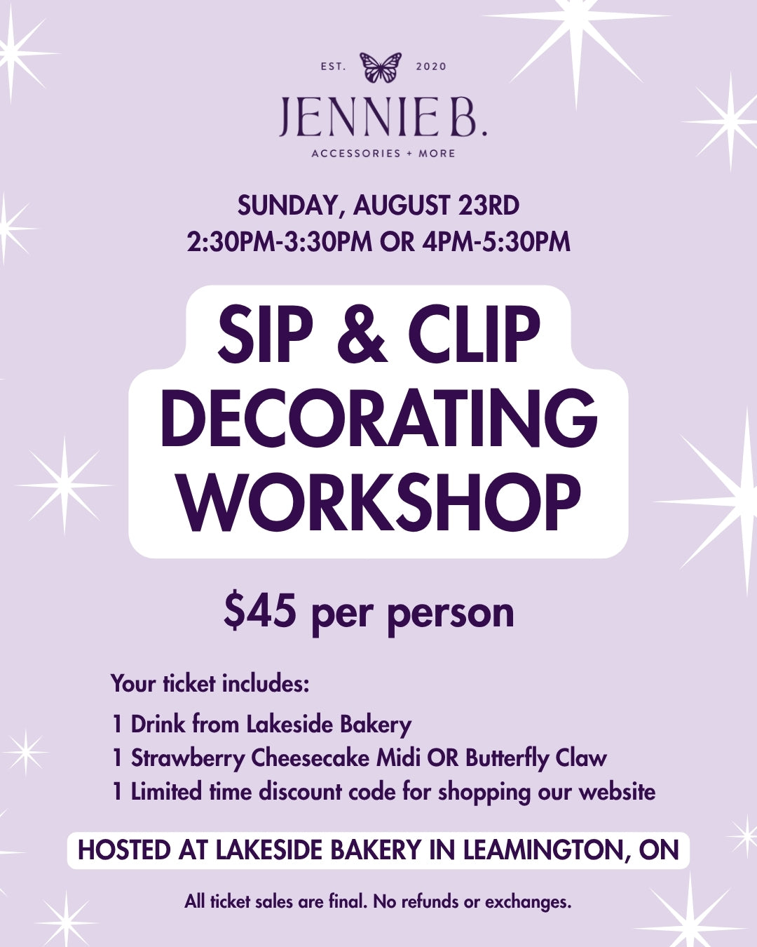 Sip & Clip Lakeside Bakery Workshop 4pm